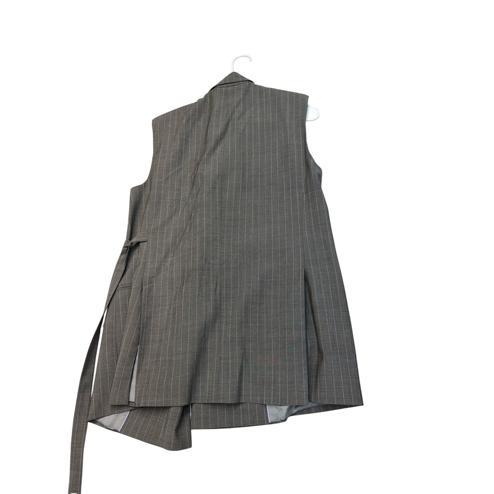 BOSS Hugo Boss Gray Pinstripe Sleeveless Vest and Wide Leg Pant Suit Set Size 4 - Picture 7 of 9
